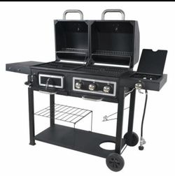 Dual Fuel Gas & Charcoal BBQ Grill Combo – Brand New