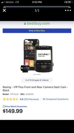 REXING V1P PLUS DUAL BUILT IN WIFI SUPER CAPACITOR THAT I GOT FOR CHRISTMAS BUT NEVER OPENED OR USED INCLUDES COMPLETE WIRING KIT.