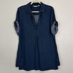 Soft Surroundings 100% Tencel Lyocell Blue Denim Tunic Top, Sz Large