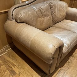 Distressed High End Leather Love Seat Sofa - 66” x 38” - Excellent Condition- Originally $2995