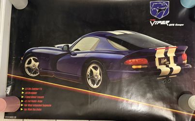 Dodge Viper GTS Coupe Poster – Vintage 1990s Sports Car- Garage Wall Art RARE