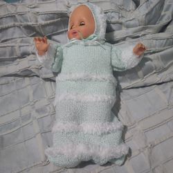 15" Doll With Knitted Gown And Bonnet
