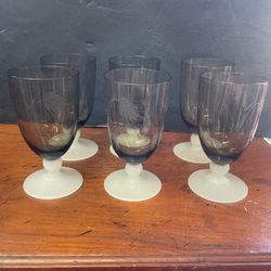 Vintage Mid Century Modern Set 6 Cocktail Glasses Glass Set 