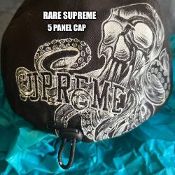 SUPREME CAP BLACK  RARE  5 Panel REVERSE LOGO