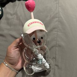 Starbucks Bearista Pink Glass Cup