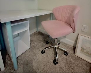 White Table + Pink Chair + White Organizer