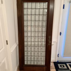 Solid Mahogany Entry Door 36x80 - Beveled Glass + Baldwin Brass Hardware