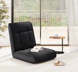 Folding Floor Chair Convertible Lazy Sofa Chair w/ Adjustable Backrest Black