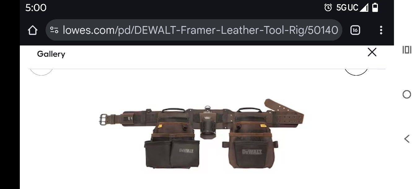 DEWALT Framer Leather Tool belt.