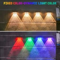 4 pack - 8 RGB mode solar fence lights 