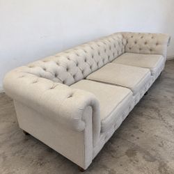 Oversized Tufted Chesterfield Sofa – 118” Cream Beige