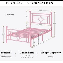 Twin metal bed frame and mattress