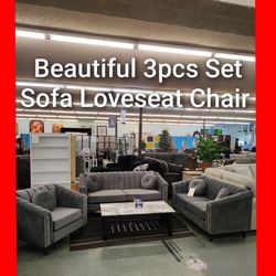 🥰 Complete 3pcs Set Sofa Loveseat Chair