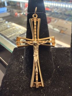 14KT Two-tone Cross Pendant 40950-1