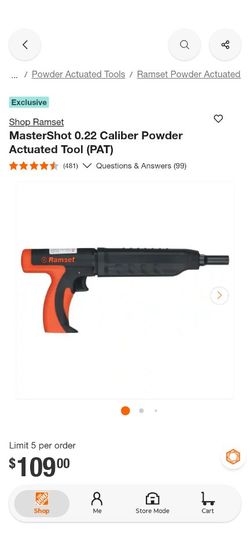 Ramset
MasterShot 0.22 Caliber Powder