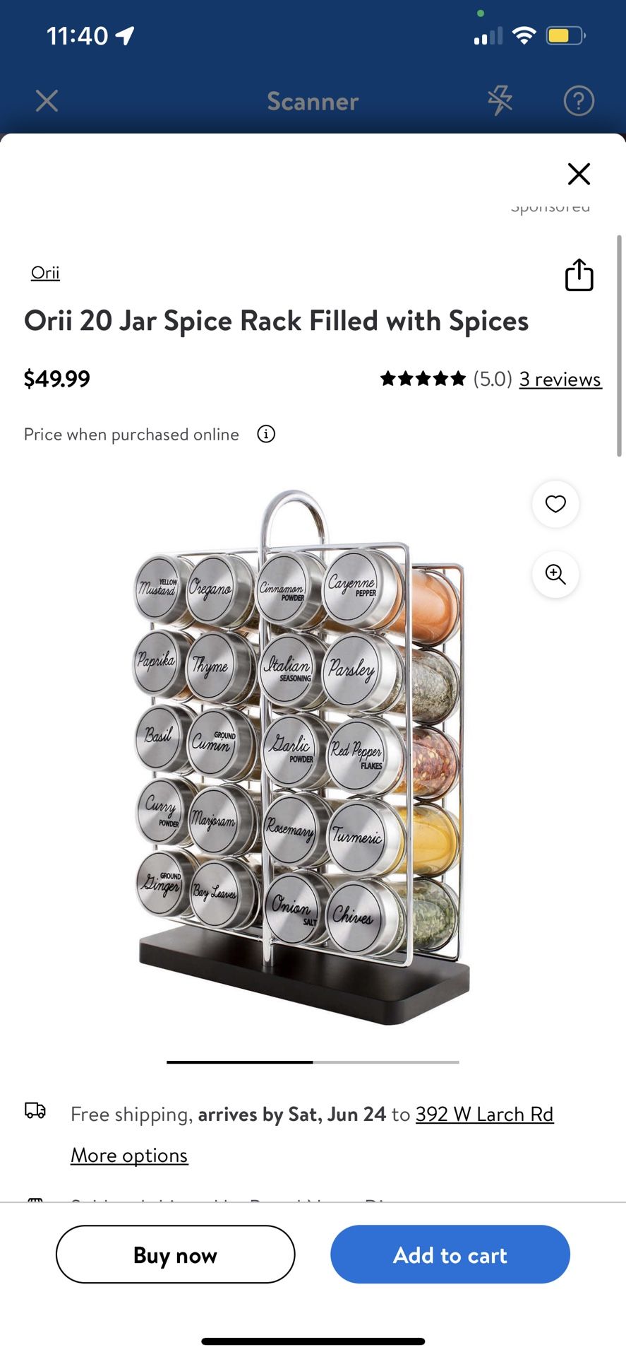 Orii 20 Jar Spice Rack Stainless Steel Filled with Spices - Standing Rack Shelf Holder & Countertop Spice Rack Tower Organizer for Kitchen Spices with