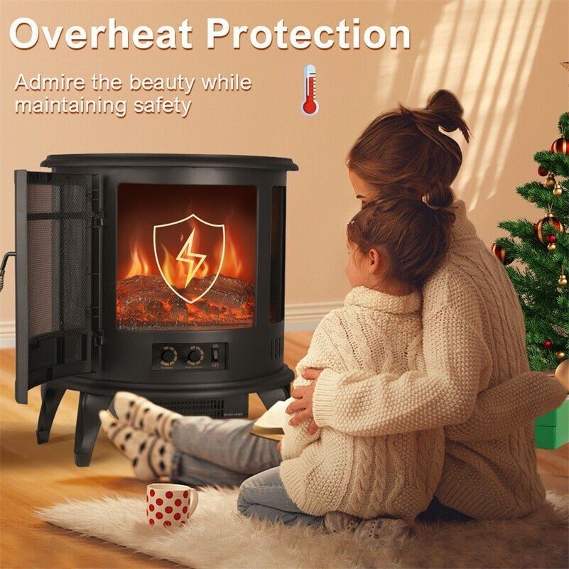New. 27 inch 1500W Electric Fireplace Freestanding Heater 3D Flame Stove Realistic Effects