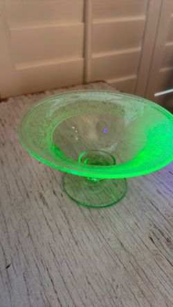 Vaseline Uranium Glass Footed Bowl