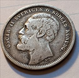 1875 one krona . 0800 silver xf condition