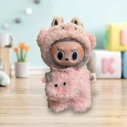 Pink Plush Piggy Cute Set Outfit For Labubu Macaron Ver 1 