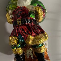 Fabulous Blown Glass Santa Ornament - Vibrant Colors