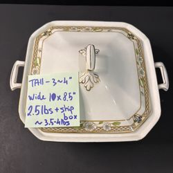 Vintage J. & G. Meakin England Square Covered Vegetable Dish Floral Gold - AS IS