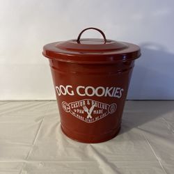 Red Metal Dog Treat Can W Lid 