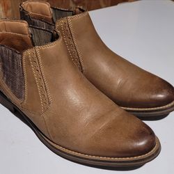 Steve Madden P-Quahog  Tan Brown Leather  Slip On Chelsea Boots