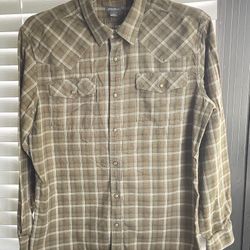 **VINTAGE** EDDIE BAUER Snap Up Flannel Shirt - LRG - 100% Cotton - Green Plaid