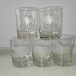 Vintage Etched Glass Tumblers With Animal Designs