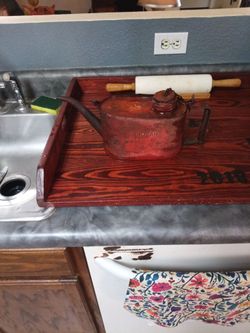 Antique gas can with great patina from handeland St Louis USA