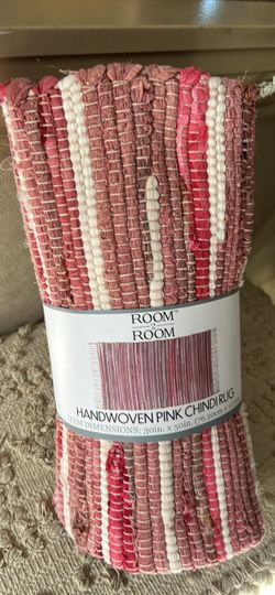 New Handwoven Pink Chindi Rug 30x50
