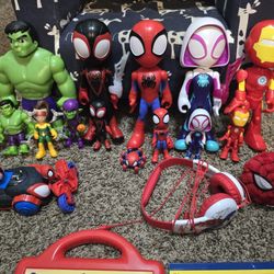 Huge Spidey and His Amazing Friends Toy Lot - Tent, Figures, Headphones & More!