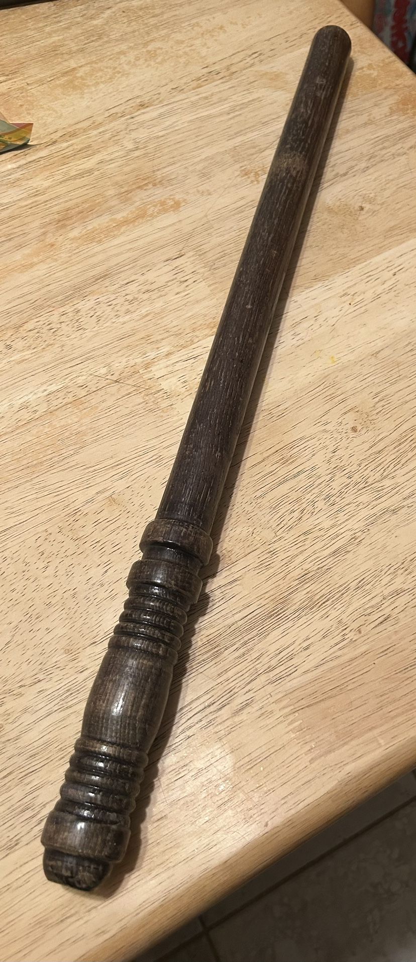 Vintage Ribbed Handle Night Stick Billy Club Security Walking Stick All Wood