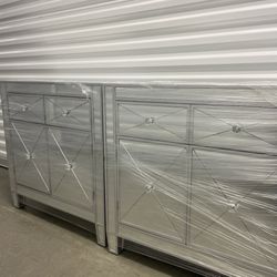 Two Mirrored Nightstands