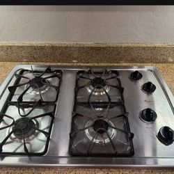 Gas stove top grey set microwave with vent and double oven