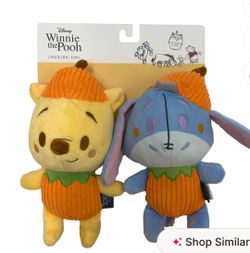 Winnie the Pooh & Eeyore 2-pk. Pumpkin Plush Dog Toy Set Halloween Fall