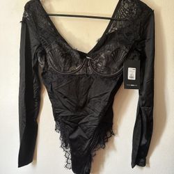 Flirty Sleepover Satin LS Teddy - Black