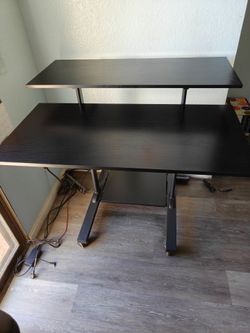 Black Two-Tier Mobile Computer Standing Desk
