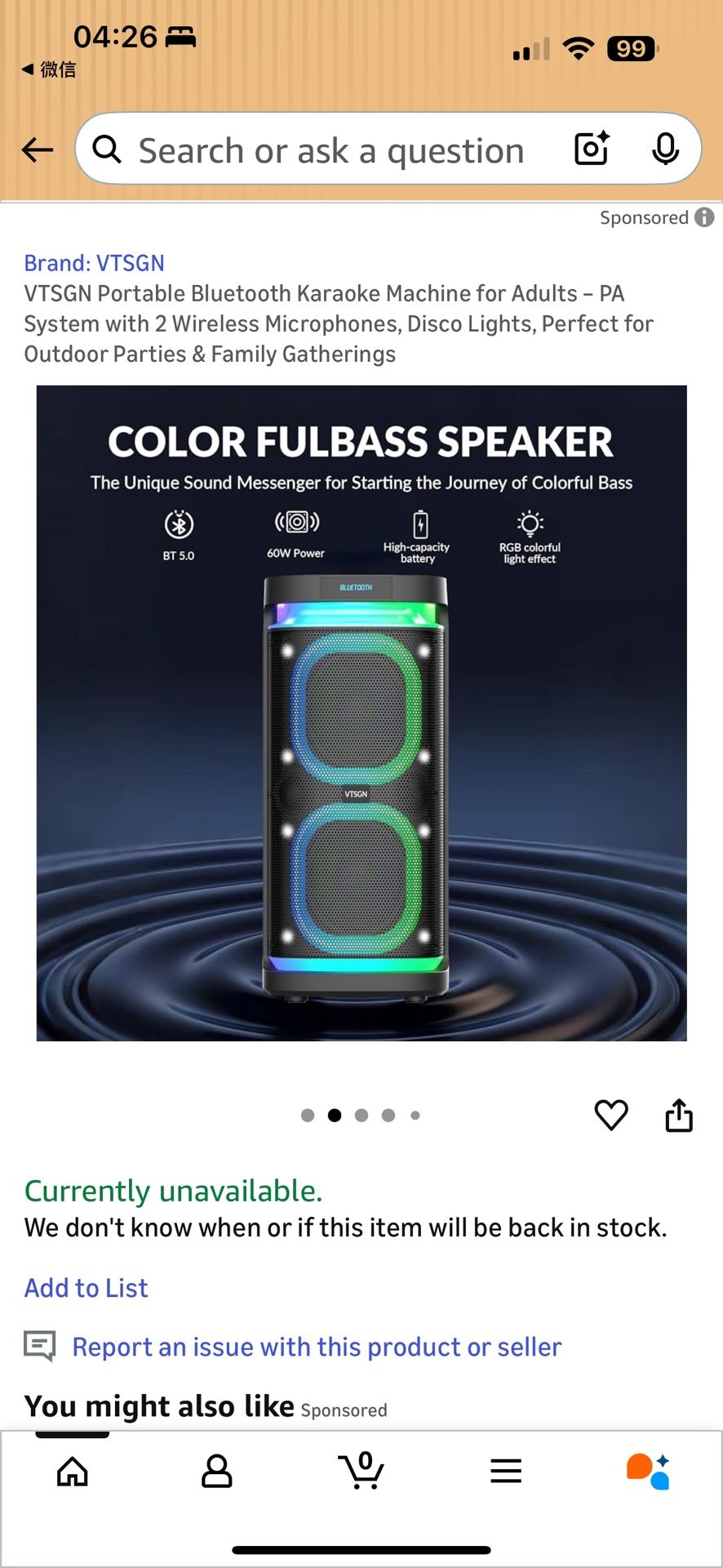 VTSGN Portable Bluetooth Karaoke Machine for Adults – PA System with 2 Wireless Microphones, Disco Lights, Perfect for Outdoor Parties & Family Gather