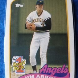 Topps 1989 Jim Abbott #573 Draft Pick LosAngeles Angeles