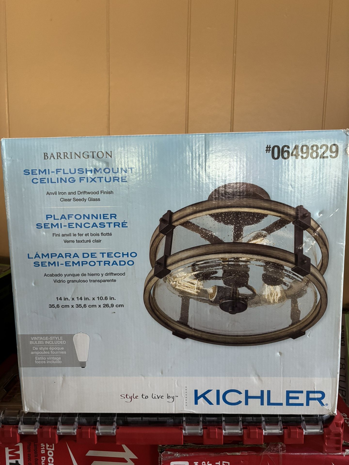 Kichler Barrington 3 -Light https://offerup.com/redirect/?o=MTQuaW4= Distressed Black Semi Flush Mount Light Item 