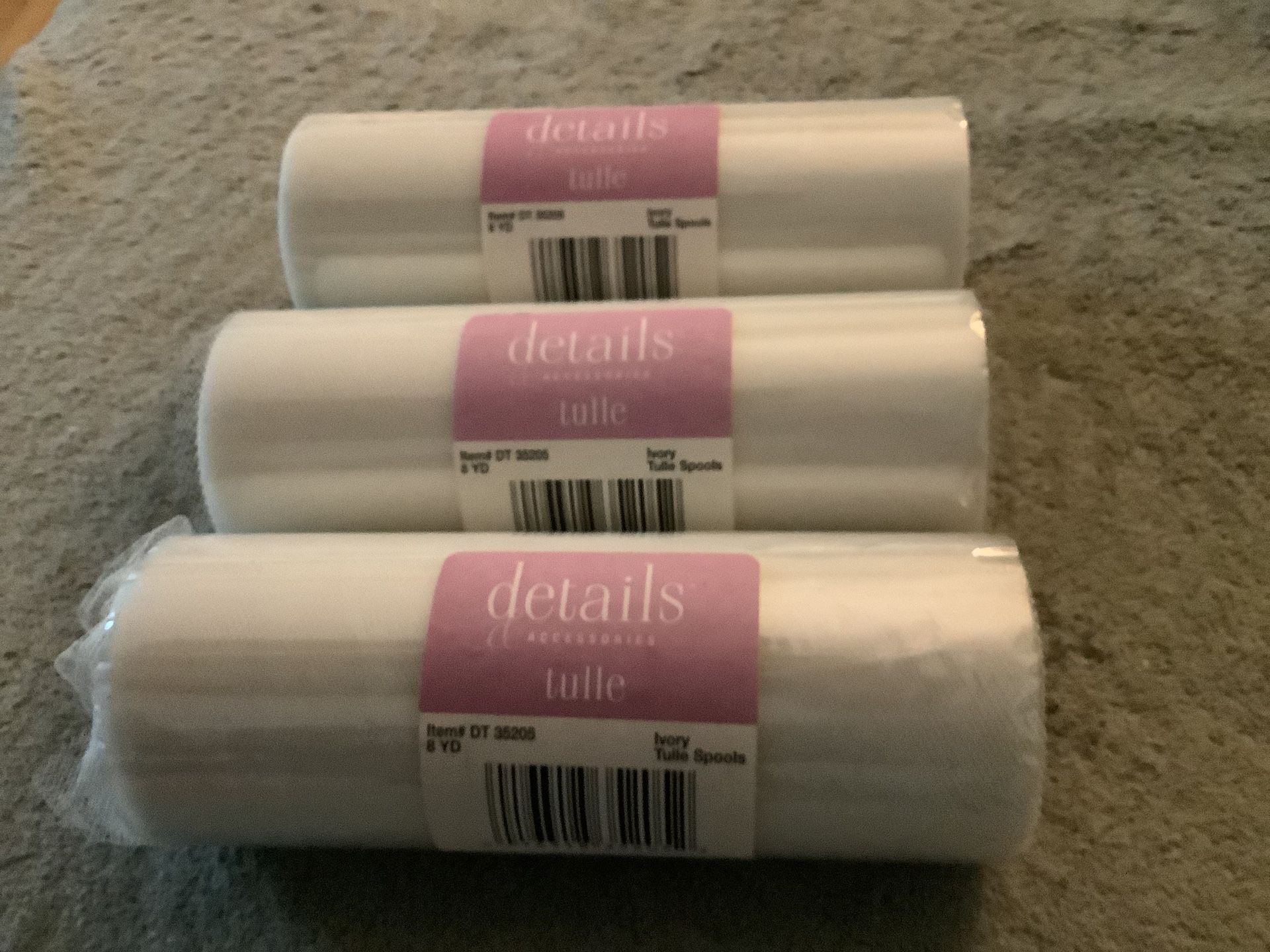 Lot Of 3 Ivory Tulle  8 Yards Each Total Of 24 Yards New 