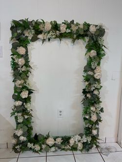 White Roses and Green Foliage Floral Frame