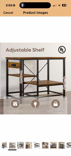 Bestier 40-50 Gallon Fish Tank Stand with Power Outlet, 36x19 Metal Aquarium Stand with Filter Storage, 6-Leg Reptile Tank Stand with 3-Tier Adjustabl