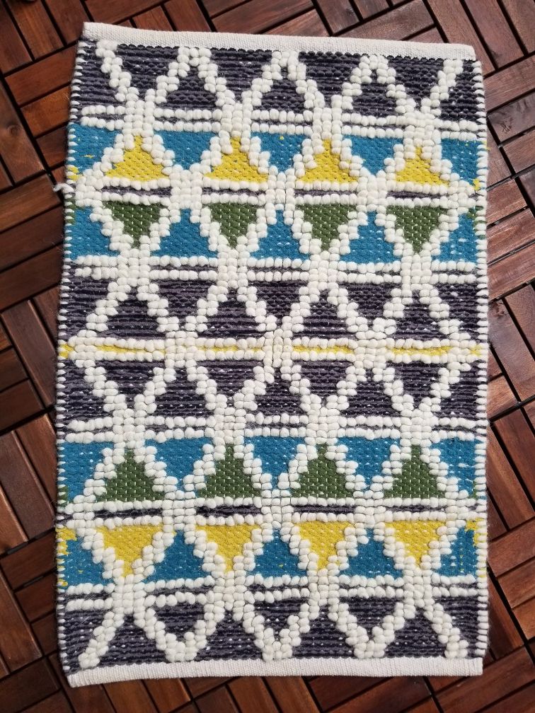 Colorful Rug! Patio or Indoor, Yellow, Green, Blue, White