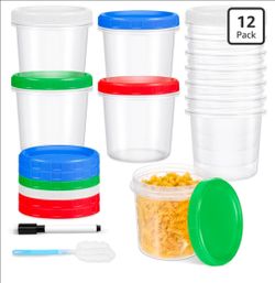 12 Pack 32 oz Plastic Food Storage with Twist Top Lids, Meal Prep Containers