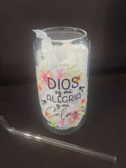 Glass Cup  16oz With Bamboo Lid