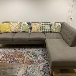 Mid-Century Modern Gray Sectional Sofa by George Oliver