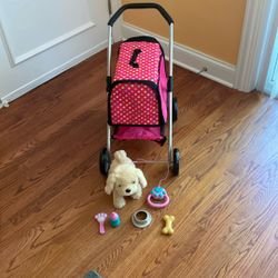 Remote Control Plush Puppy Dog Toy With Stroller